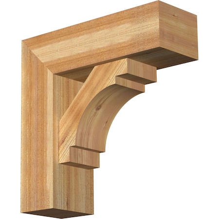 Merced Block Rough Sawn Bracket W/ Offset Brace, Western Red Cedar, 8W X 24D X 24H